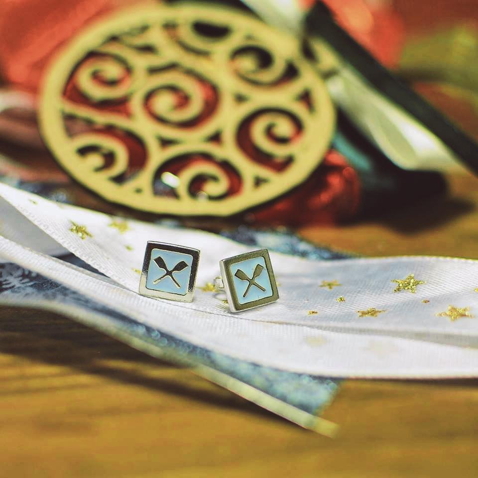 Rowing Quadrato Earrings - Strokeside Designs Rowing jewelry- Rowing Gifts Ideas- Rowing Coach Gifts