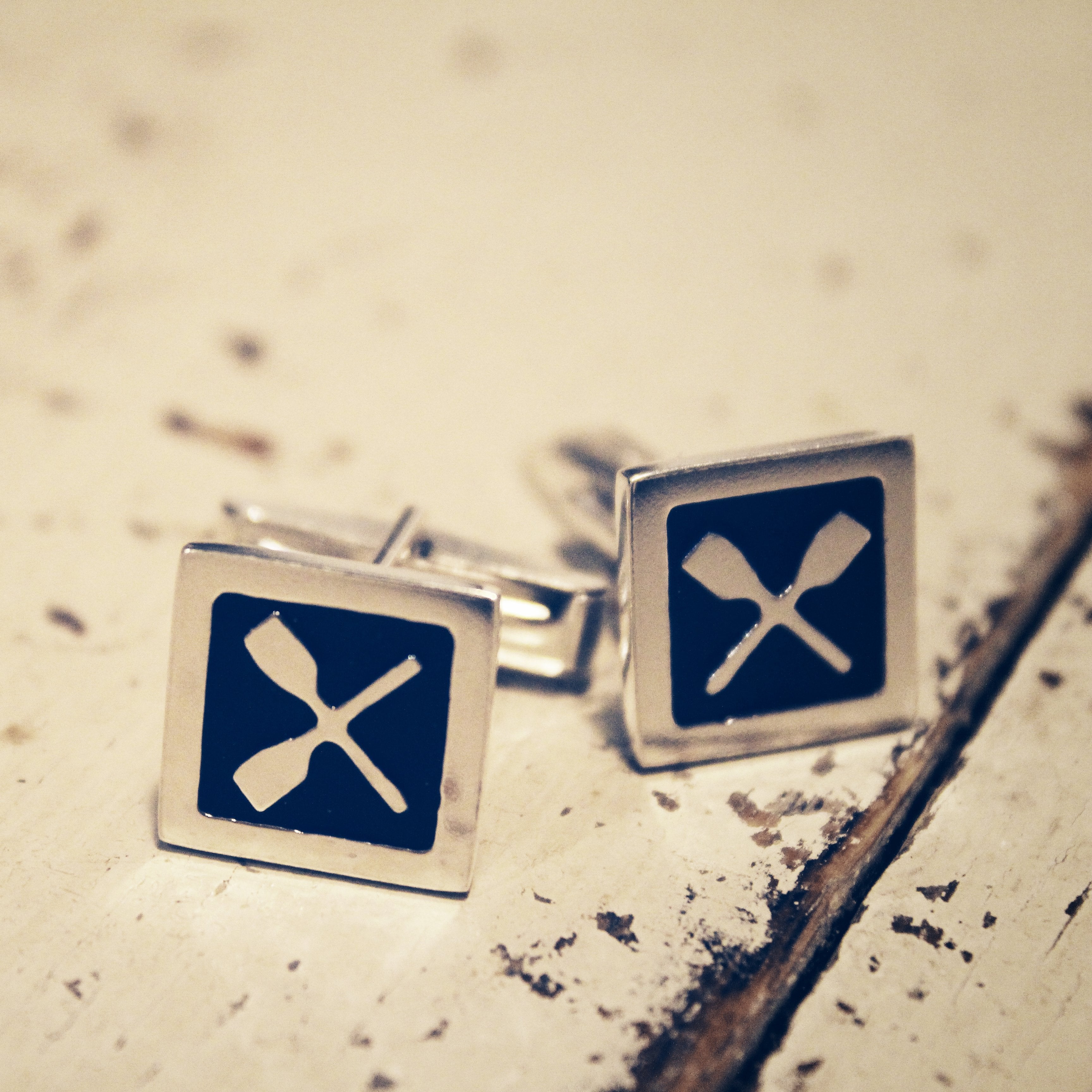 Quadrato Rowing Cufflinks - Strokeside Designs Rowing jewelry- Rowing Gifts Ideas- Rowing Coach Gifts