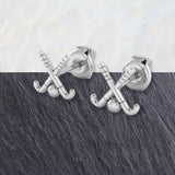 Field Hockey Crossed Sticks Stud Earrings