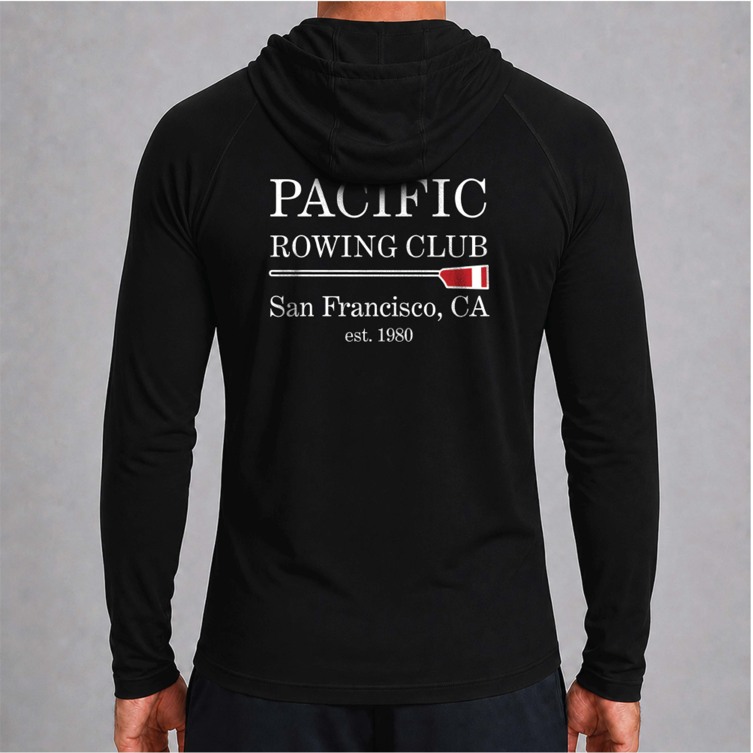 Pacific Rowing Unisex UPF50+ Performance Hoodie - Black - back