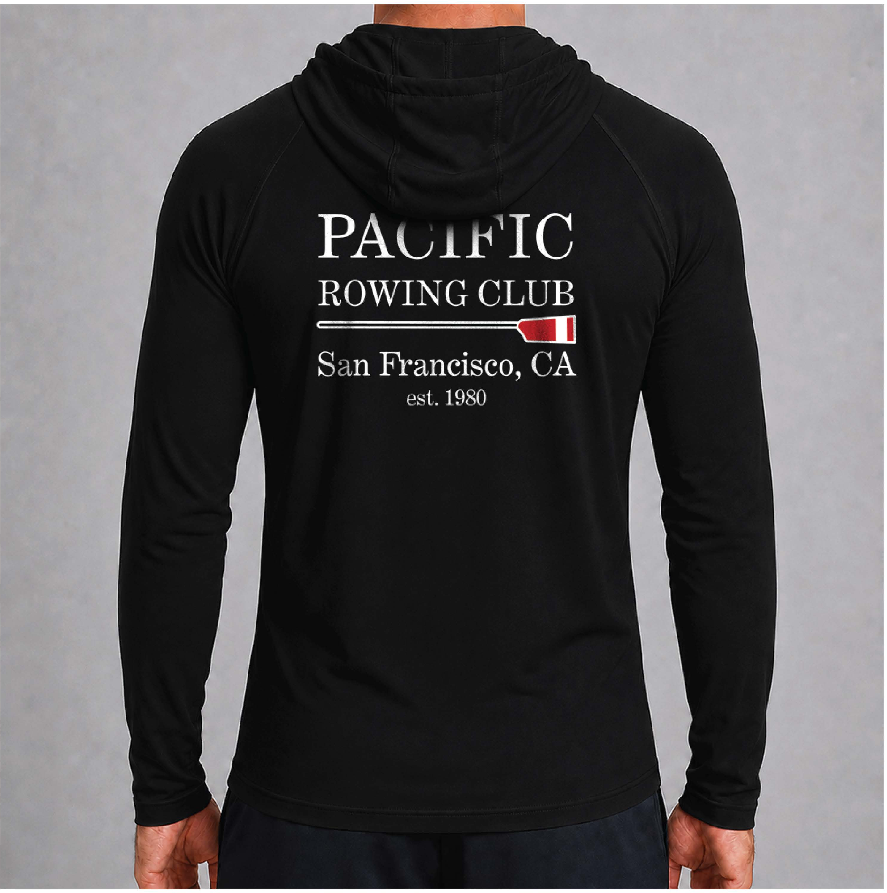 Pacific Rowing Unisex UPF50+ Performance Hoodie - Black - back