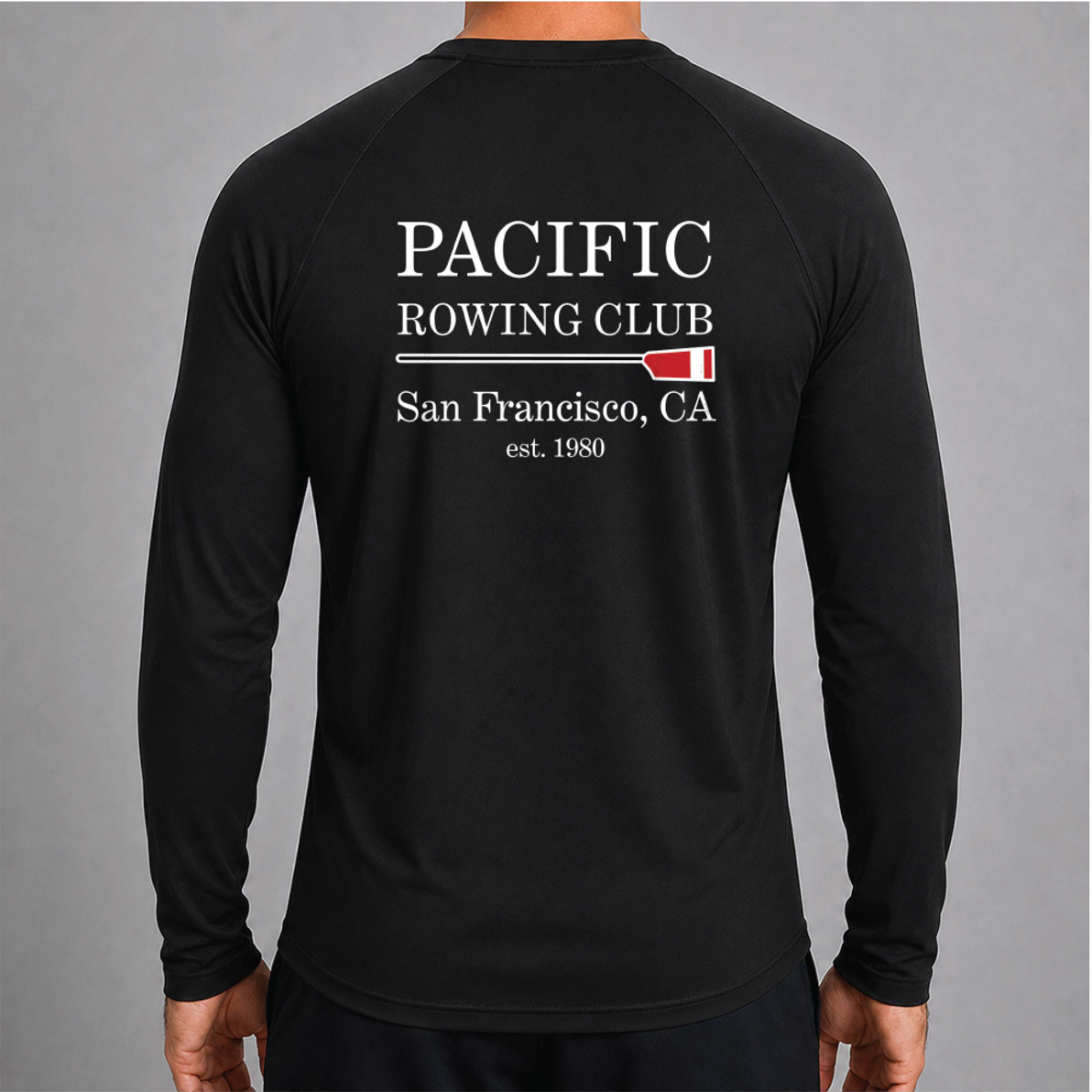 Pacific Rowing Men's Base Layer Long Sleeve UPF50+ - Black - back