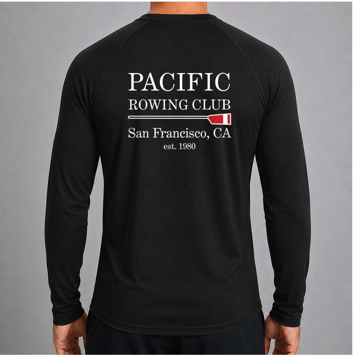 Pacific Rowing Men's Base Layer Long Sleeve UPF50+ - Black - back