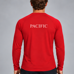 Pacific Rowing Men's Base Layer Long Sleeve UPF50+ - Red — back view