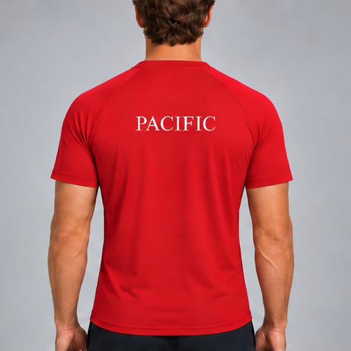 Pacific Rowing Men's Base Layer Short Sleeve UPF50+ - Red — back view