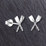 Rowing Crossed Oars Stud Earrings