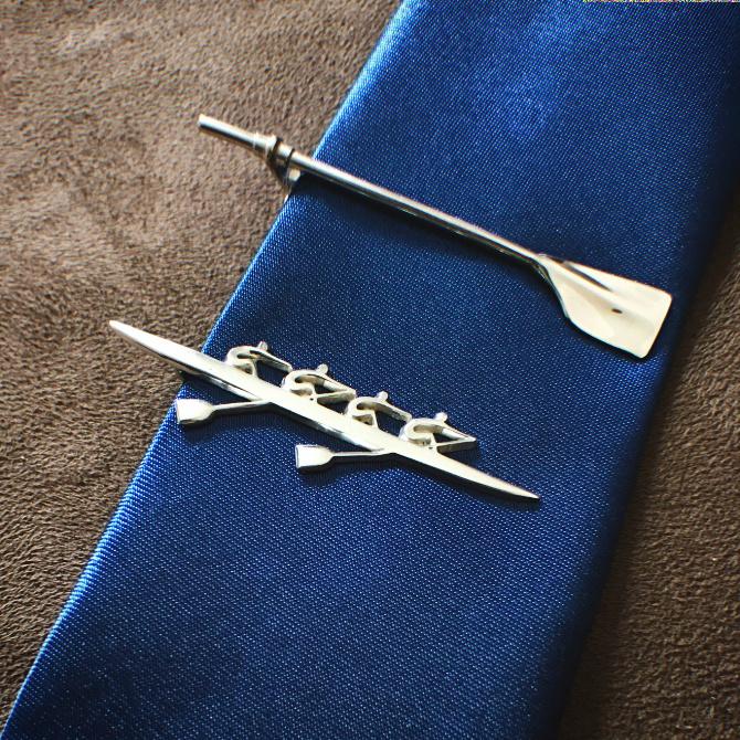 Rowing Four Tie Tack - Strokeside Designs Rowing jewelry- Rowing Gifts Ideas- Rowing Coach Gifts