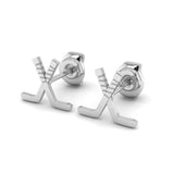 Ice Hockey Crossed Sticks Stud Earrings