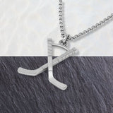 Ice Hockey Crossed Sticks Pendant